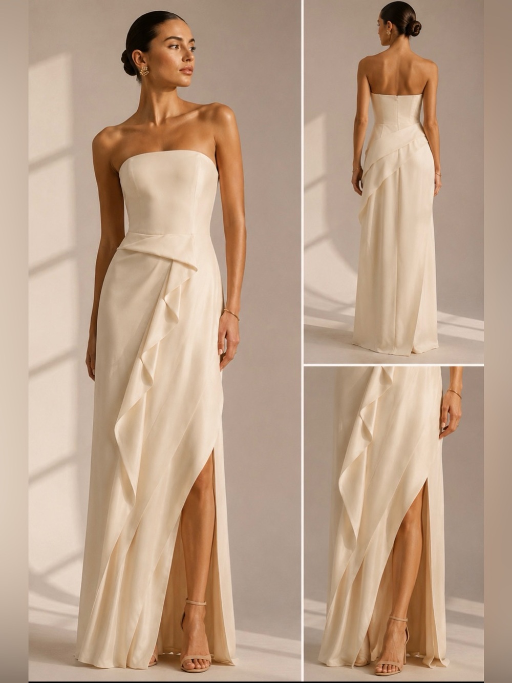 J. Mendel Paris Ivory Strapless Draped Column Gown Corset Evening Bridal Dress 4